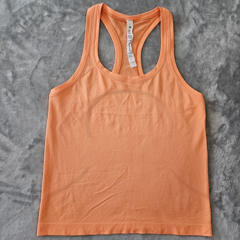 lululemon athletica Neon Yellow and Coral Ribbed Racerback Tank Tops - Picture 9 of 16